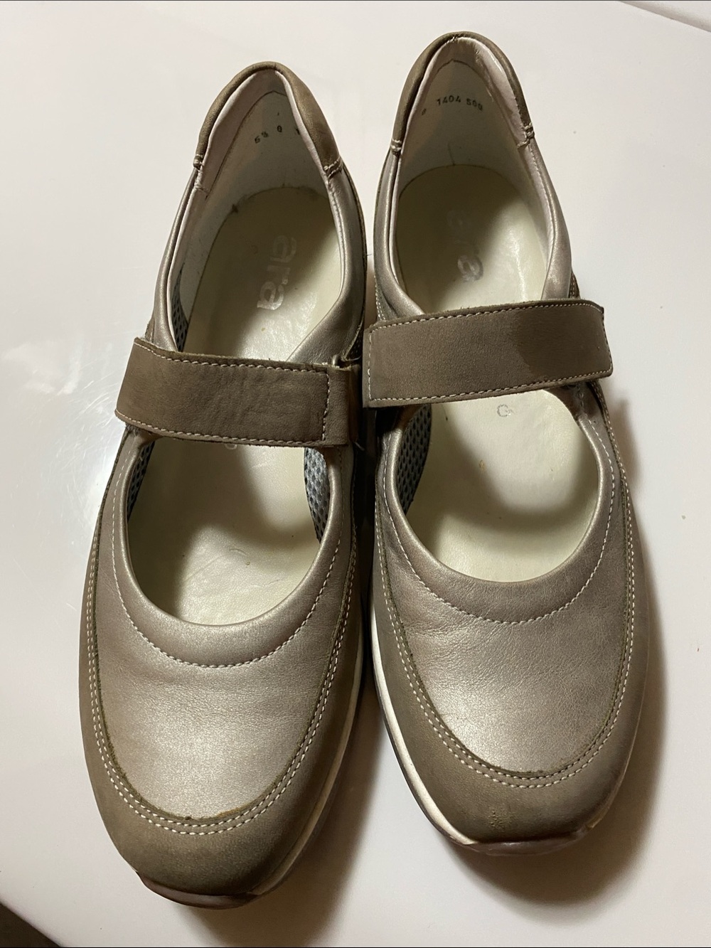 ara Taupe/Metallic Mary Jane Comfort Shoes